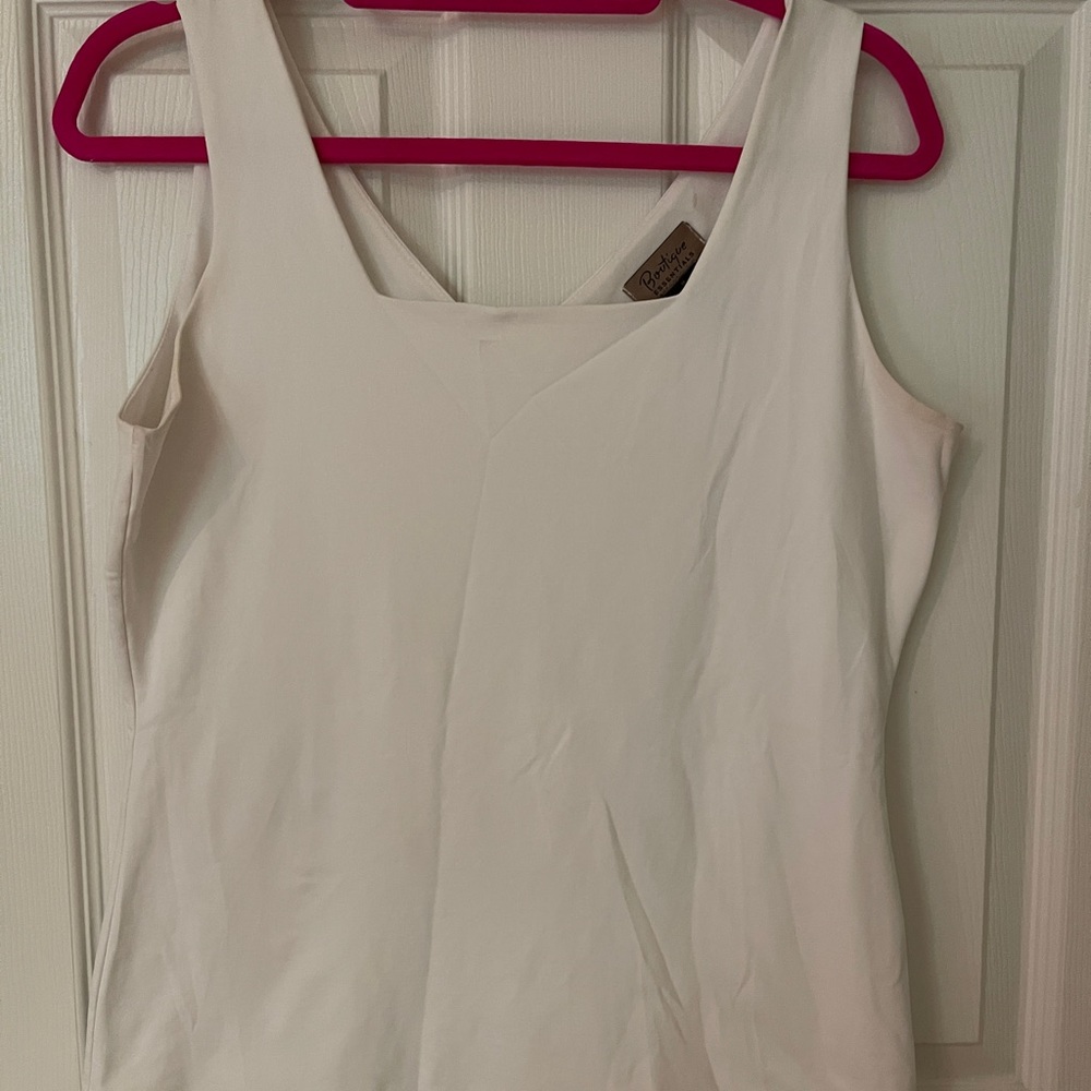 Boutique Essentials stretch white boat neck Sleeveless Top